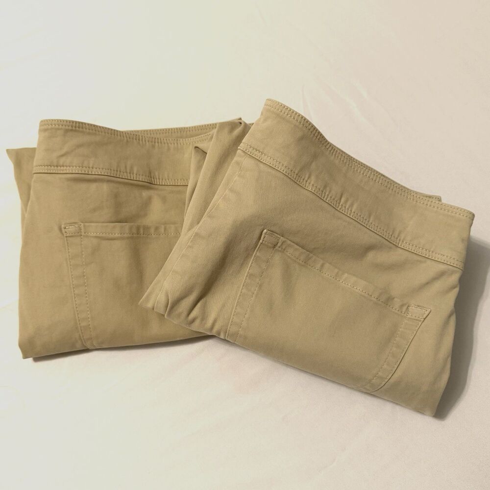 ORVIS Womens Sz 12 Cropped Pants Lot 2 Tan Khaki Beige Casual Side Zip Gorpcore